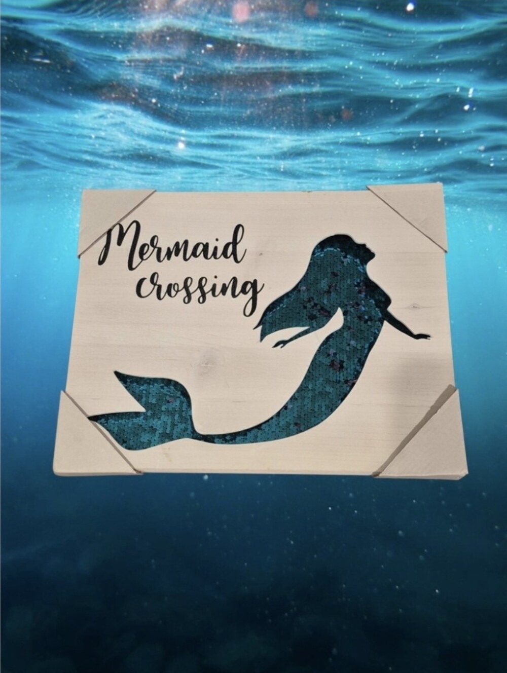 Hobby Lobby Wooden Reversible Sequin Mermaid Sign